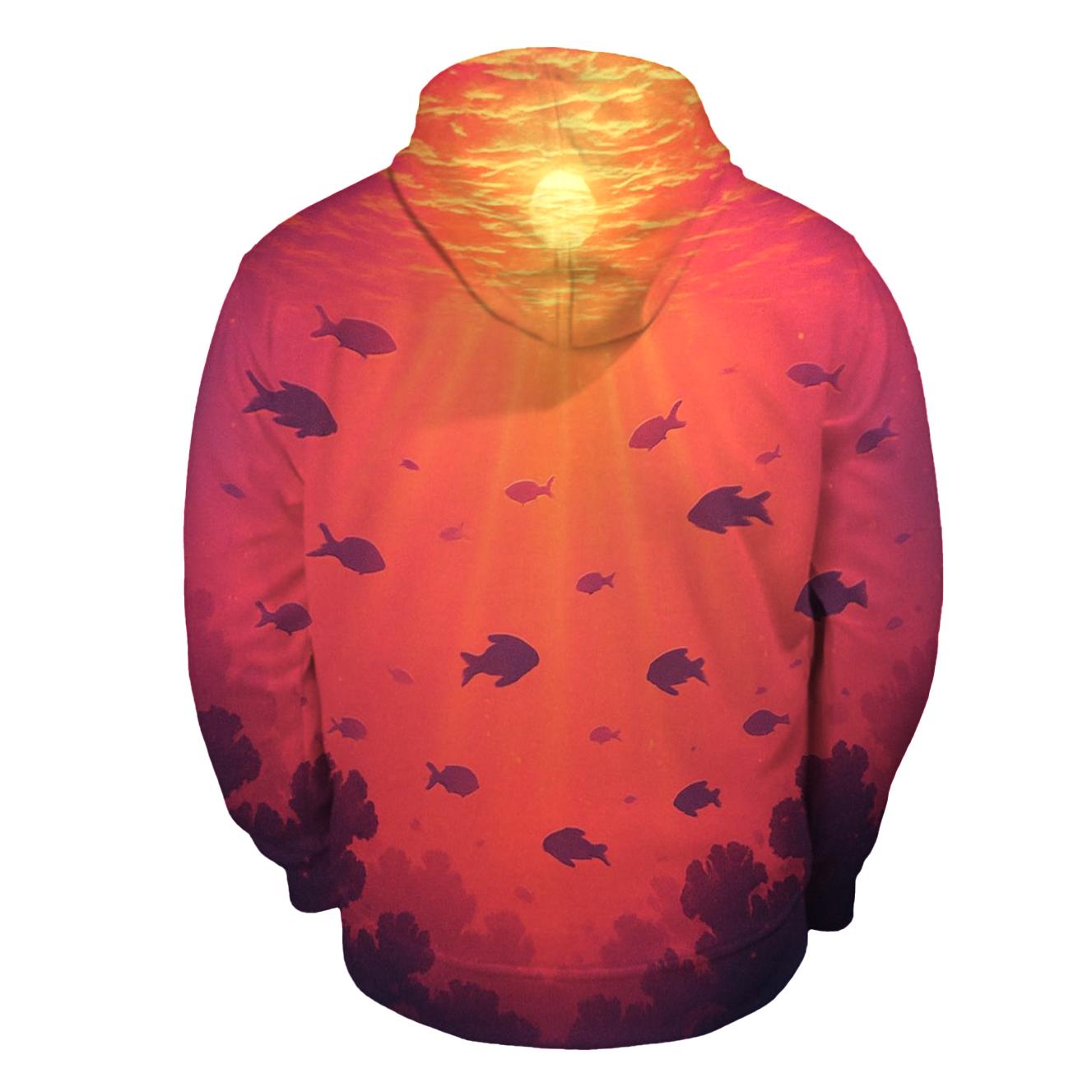 Coral Reef Sunset Mirror embroidered hoodies