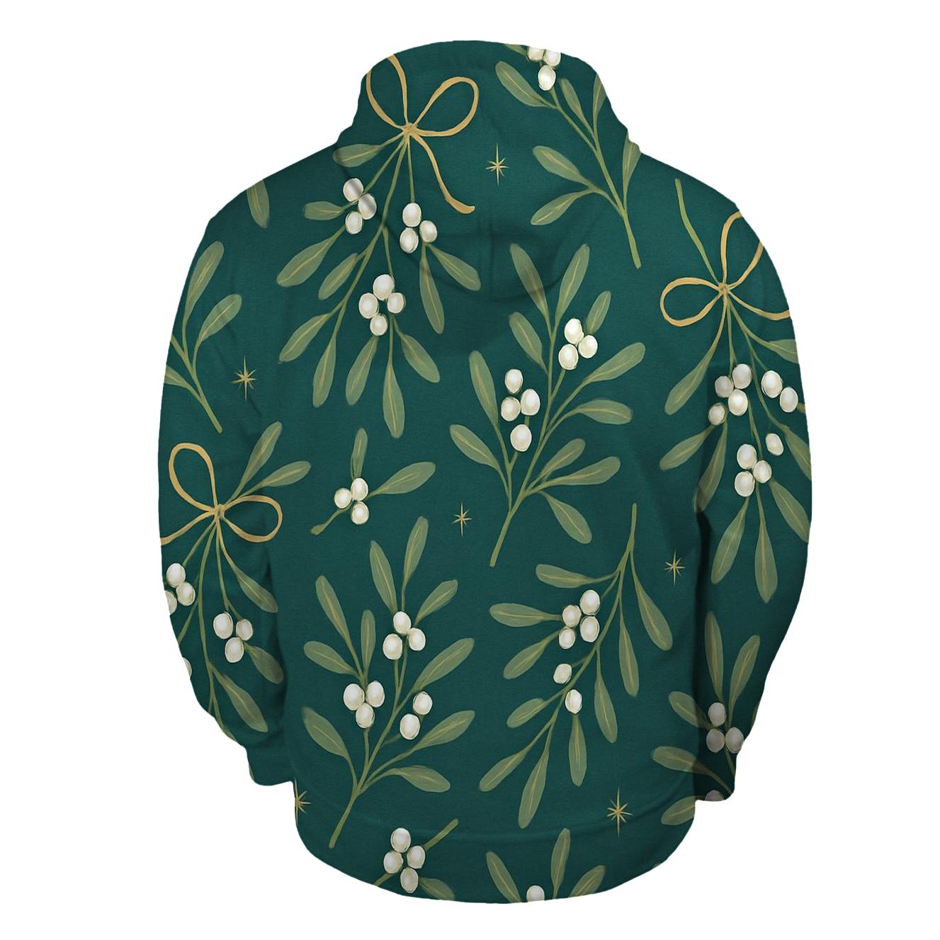 Mistletoe Scatter On Teal Background hoodie trends