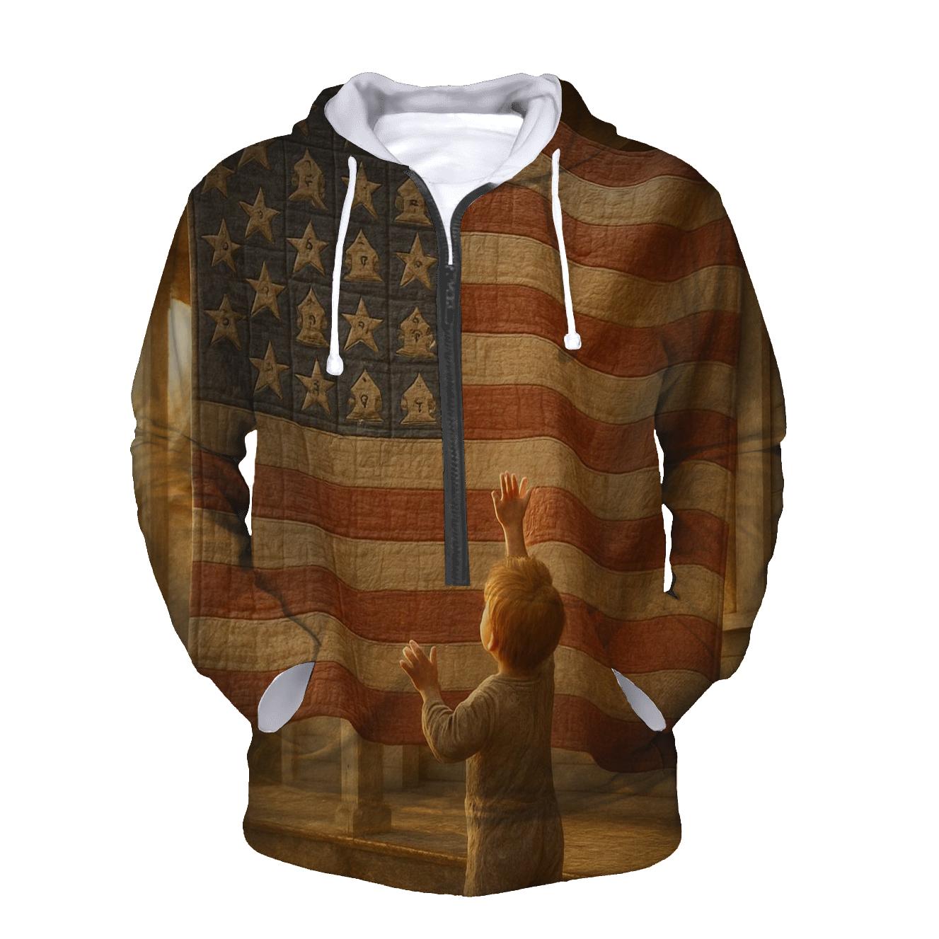 Patchwork Freedom embroidered hoodies