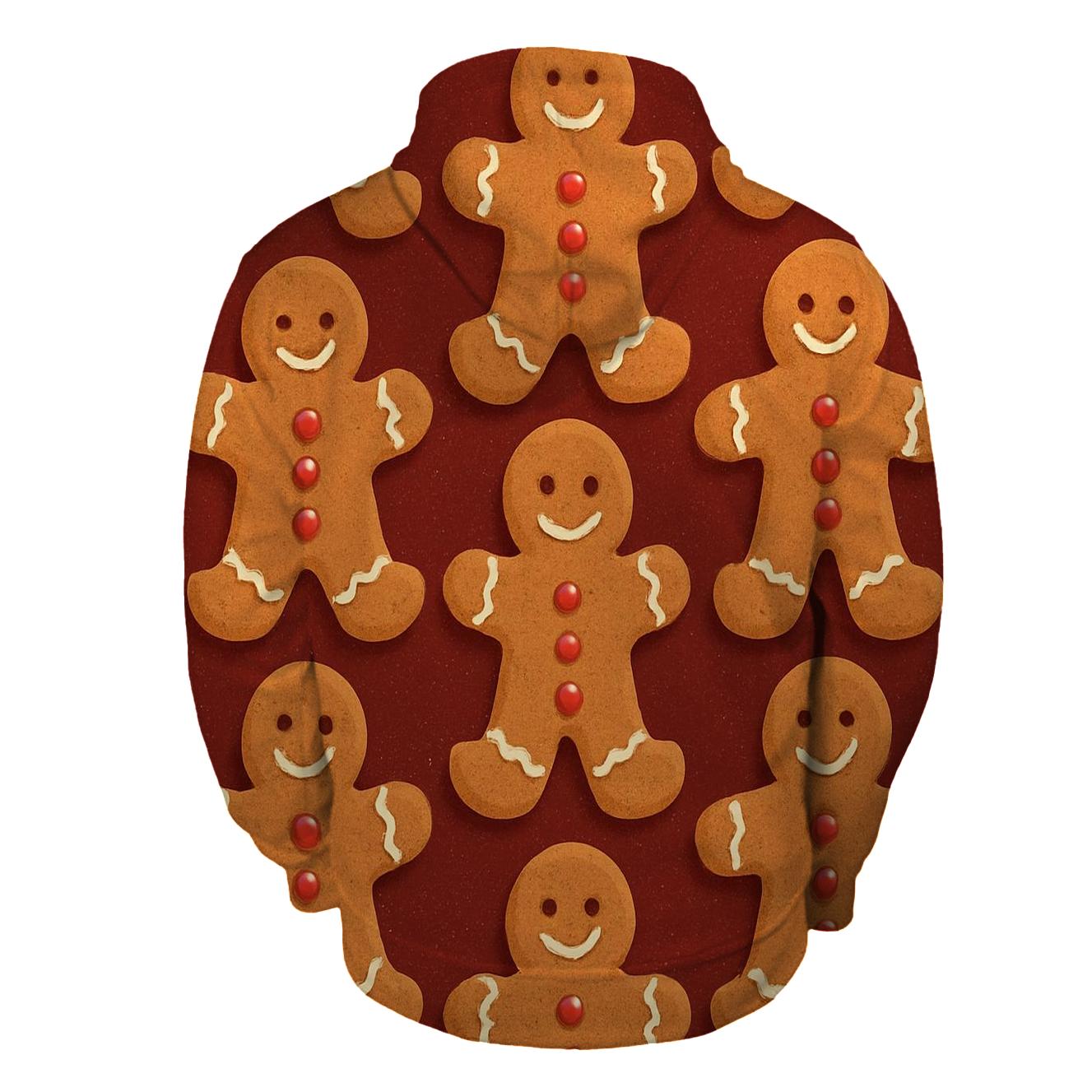 Gingerbread Man Grid On Burgundy Background hoodies fashion