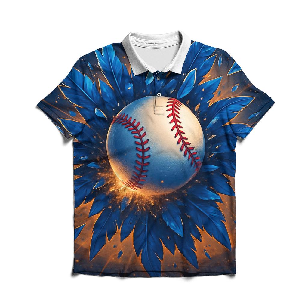 Feathered Home Run Surge Blue Jays branded logo polo shirts