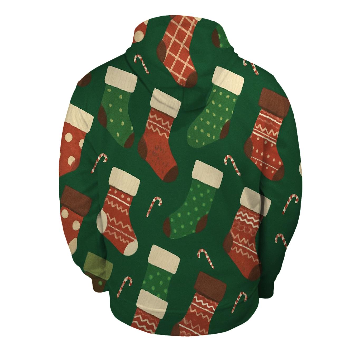 Stocking Chevron Array On Forest Green Background heavyweight hoodies