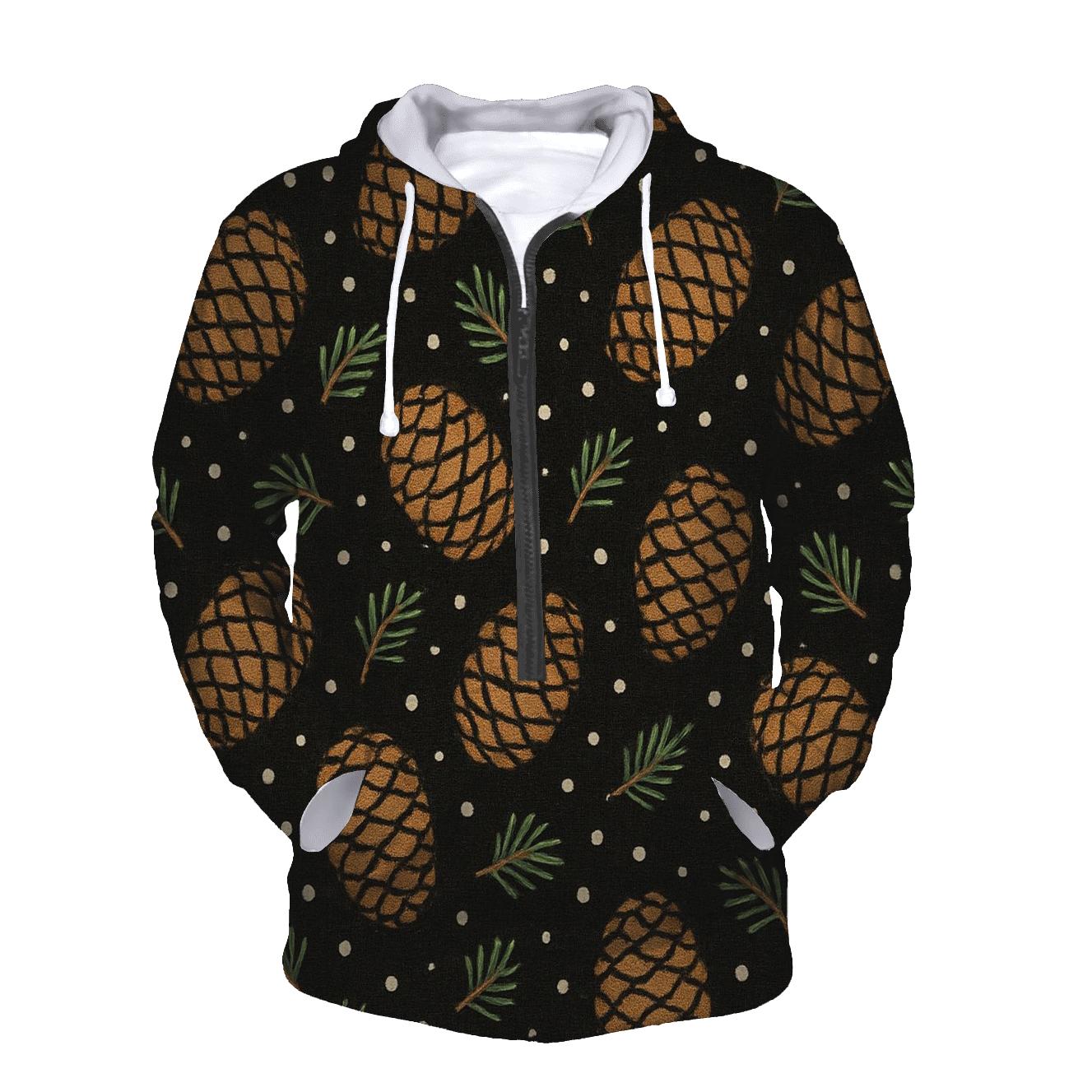 Pine Cone Diagonal Scatter On Black Background heavyweight hoodies