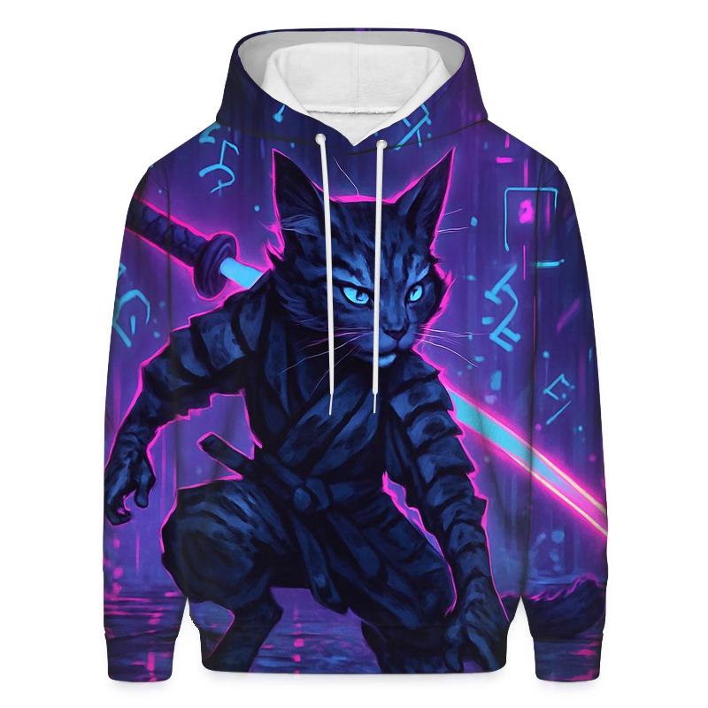 Neon Alley Samurai Cat lightweight hoodies
