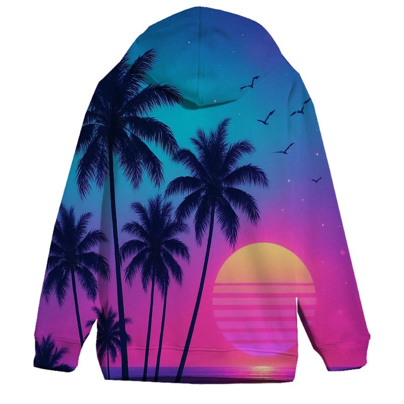 Neon Palm Twilight embroidered hoodies