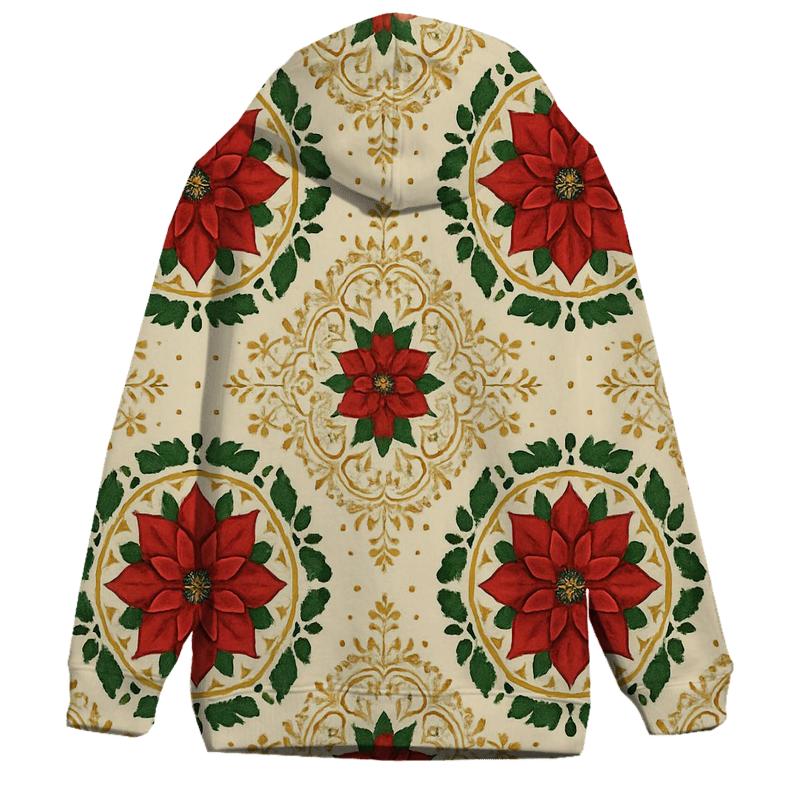 Poinsettia Medallion Tessellation On Cream Background hoodie trends