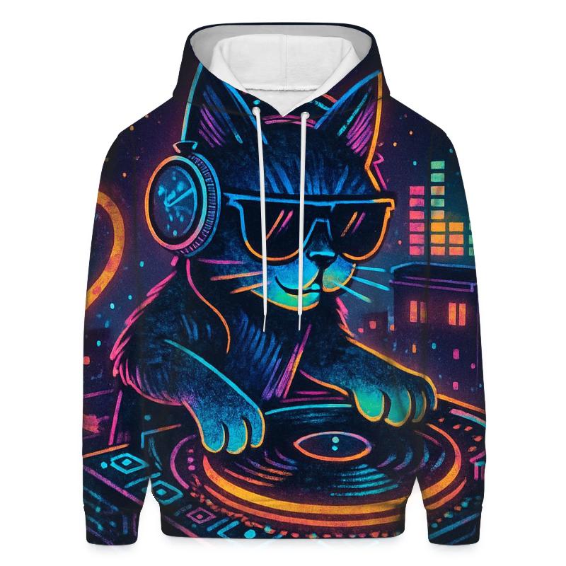 Retro Arcade DJ Cat hoodie trends