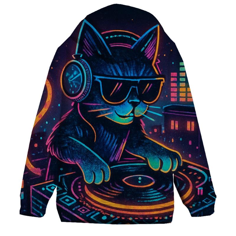Retro Arcade DJ Cat hoodie trends