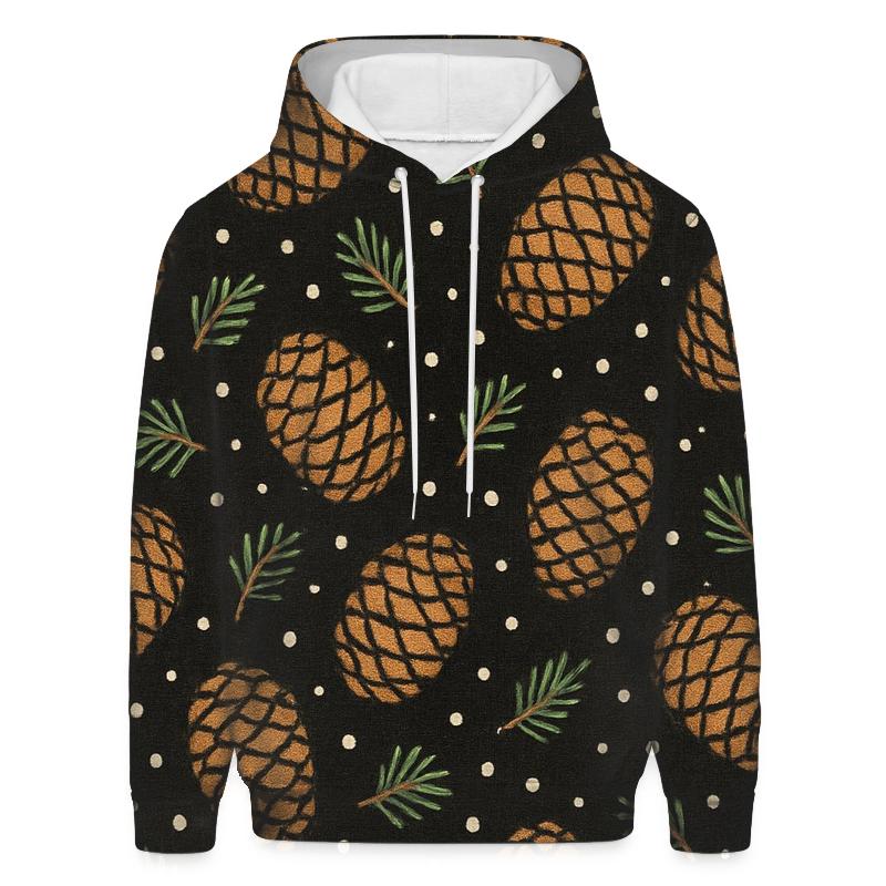Pine Cone Diagonal Scatter On Black Background premium hoodies