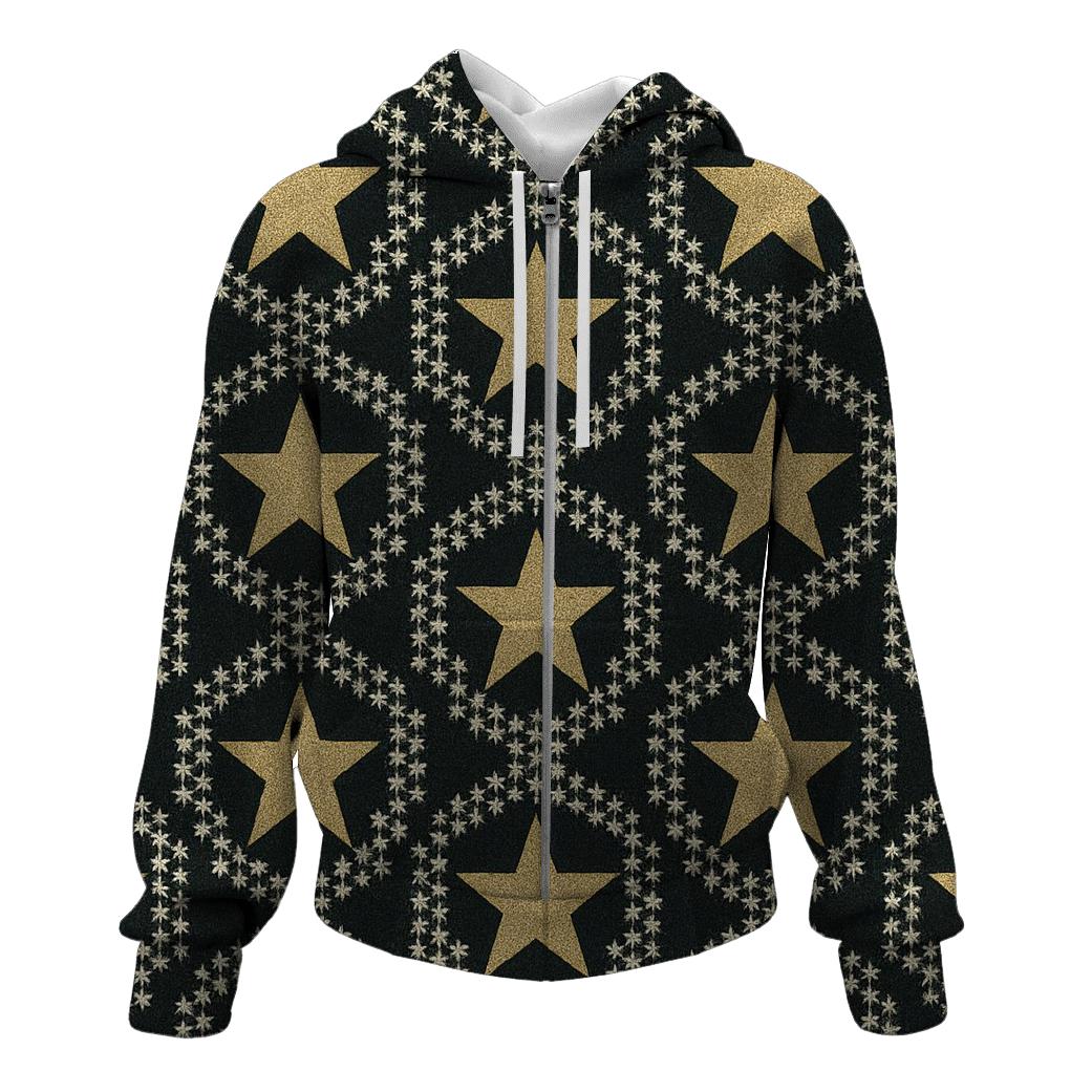 Gold Star Lattice On Midnight Background hoodies fashion
