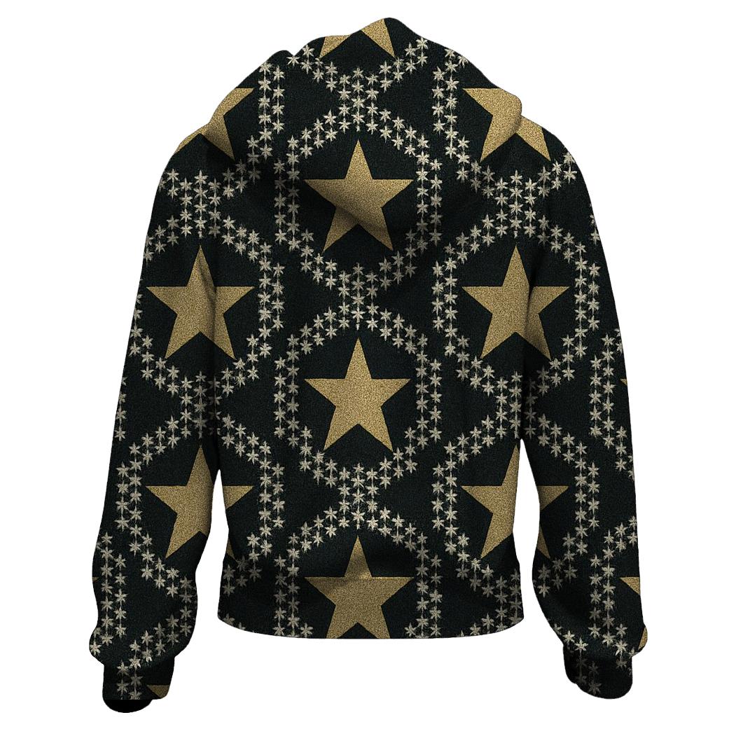 Gold Star Lattice On Midnight Background hoodies fashion