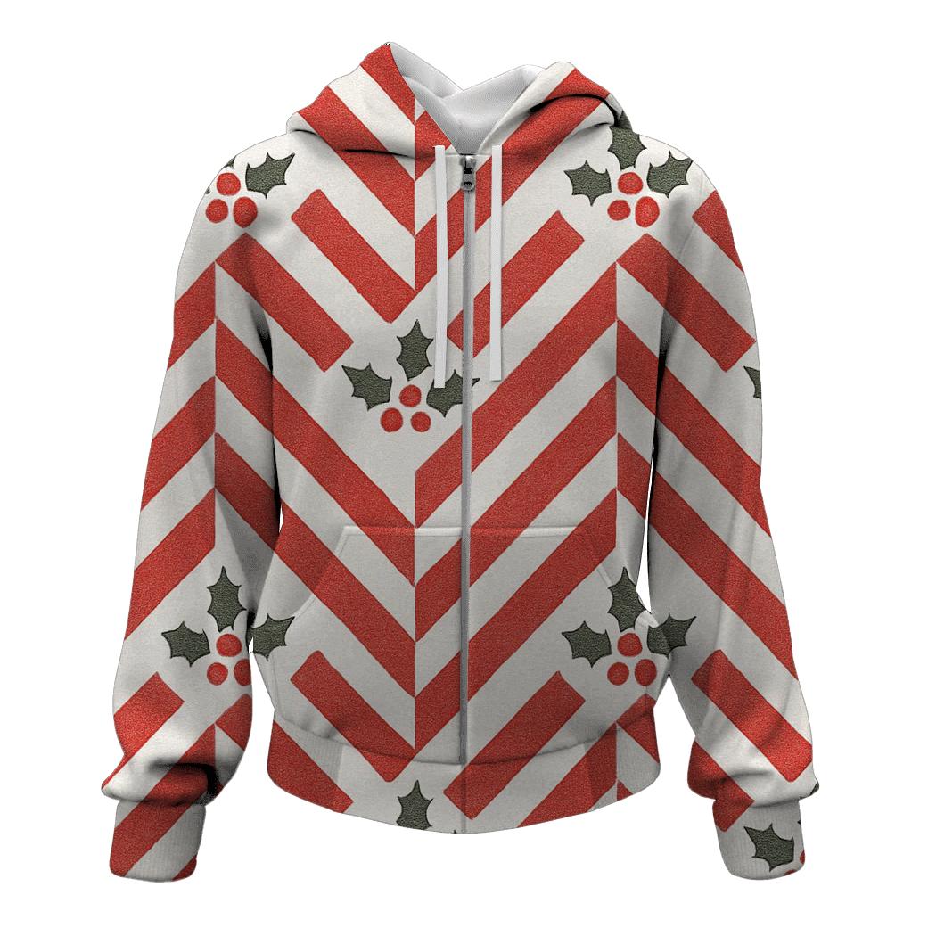 Candy Cane Chevron On White Background hoodie designs