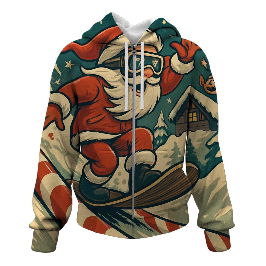 Retro Ski Patrol Santa premium hoodies