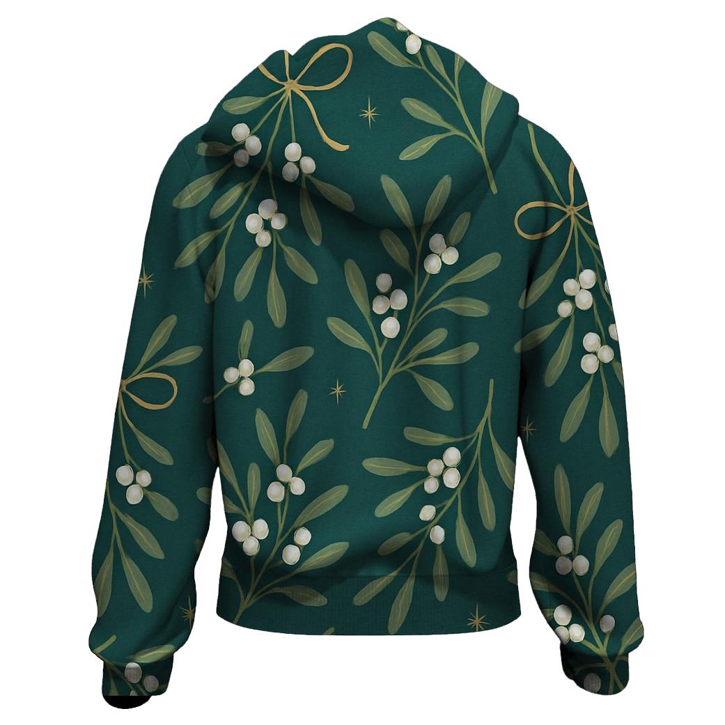 Mistletoe Scatter On Teal Background hoodie styles