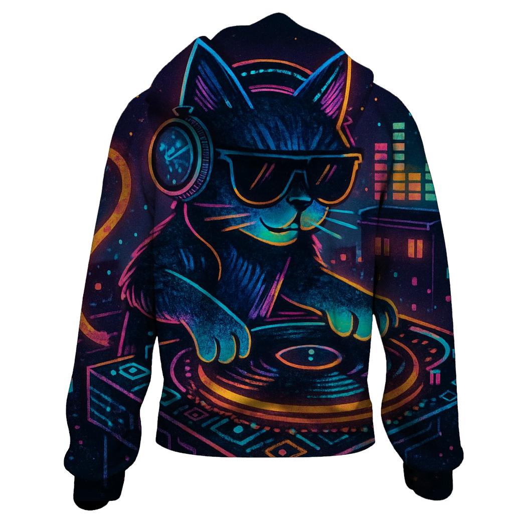 Retro Arcade DJ Cat heavyweight hoodies