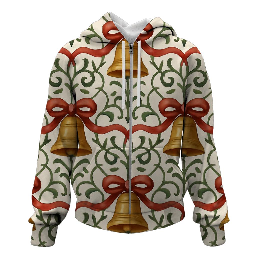 Bell And Ribbon Fretwork On Ivory Background hoodie designs