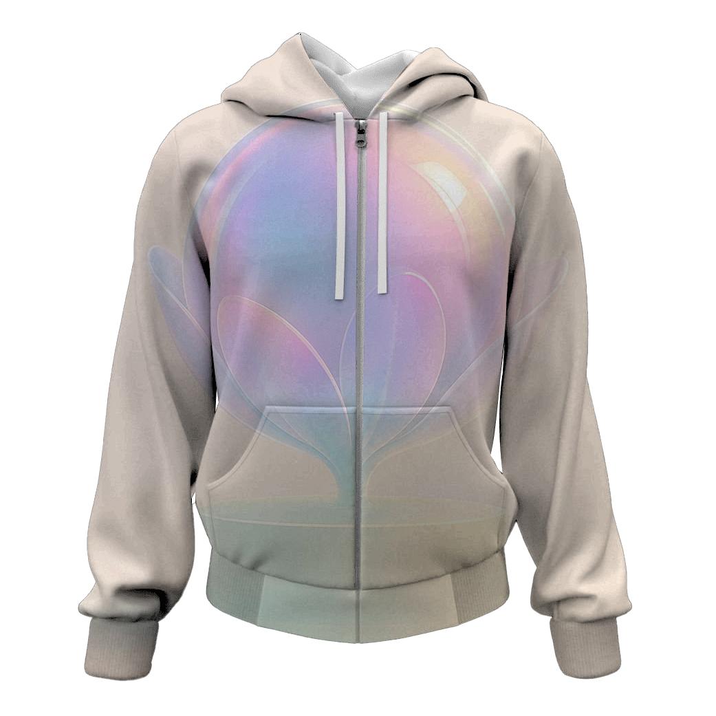 Iridescent Orb Bloom printed hoodies
