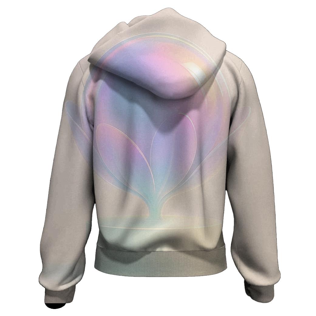 Iridescent Orb Bloom printed hoodies
