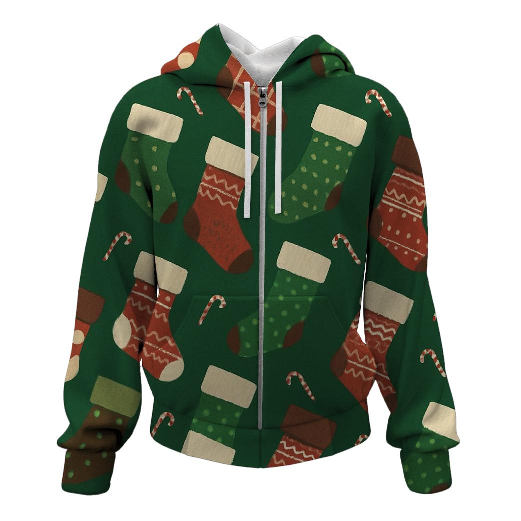 Stocking Chevron Array On Forest Green Background custom hoodies