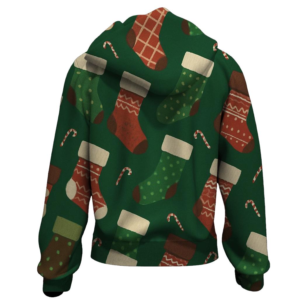 Stocking Chevron Array On Forest Green Background custom hoodies