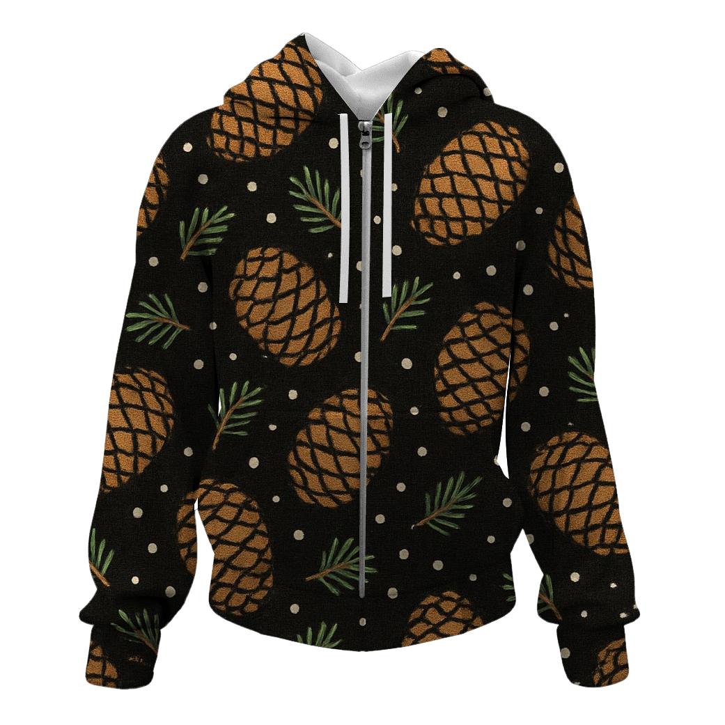 Pine Cone Diagonal Scatter On Black Background premium hoodies