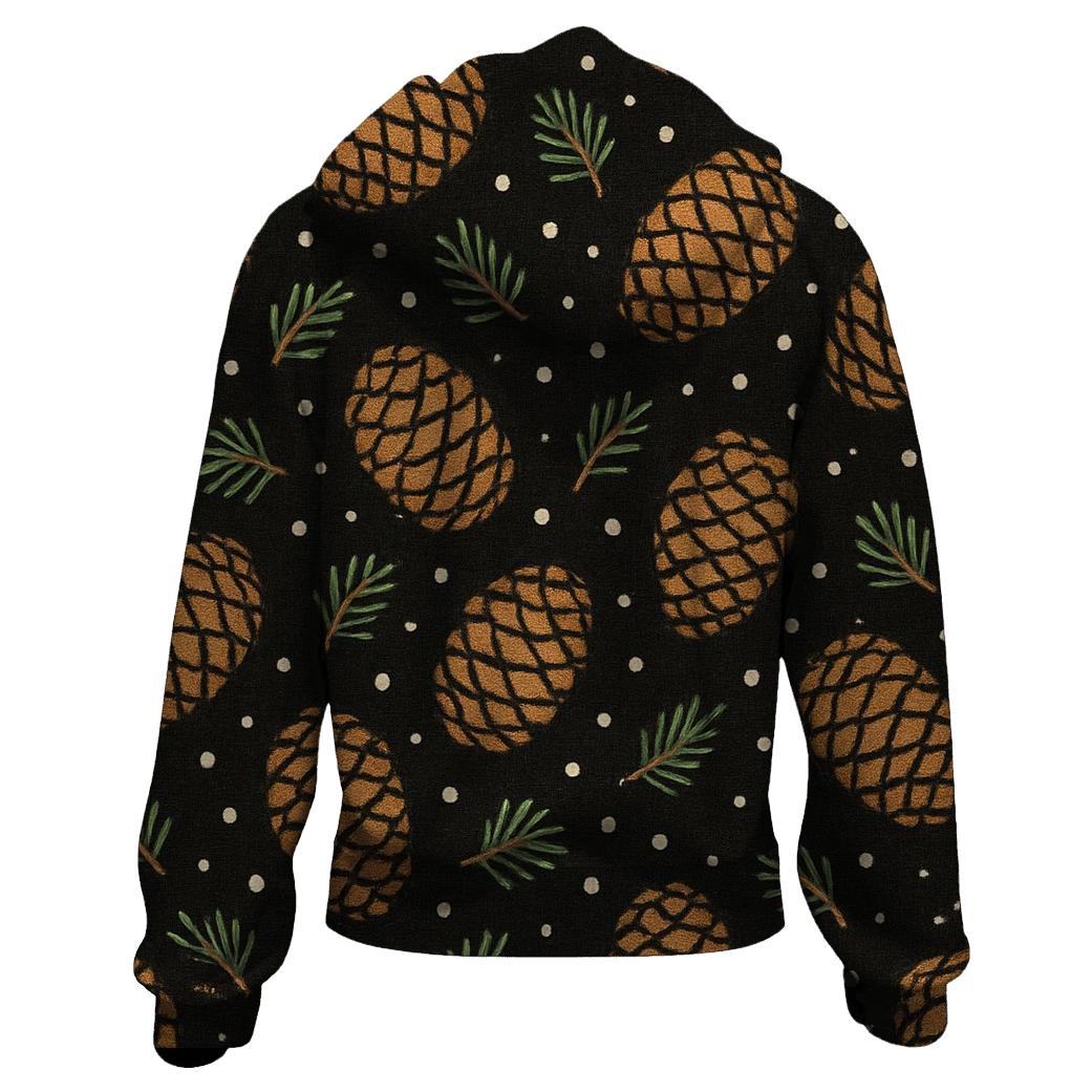 Pine Cone Diagonal Scatter On Black Background premium hoodies