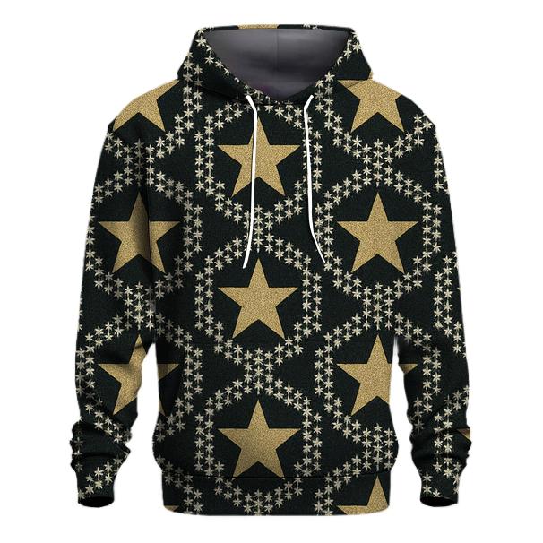 Gold Star Lattice On Midnight Background printed hoodies