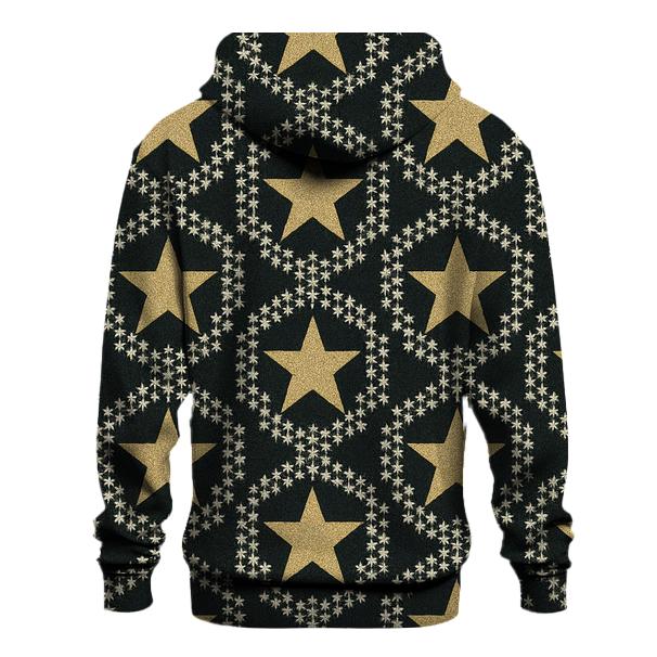 Gold Star Lattice On Midnight Background printed hoodies