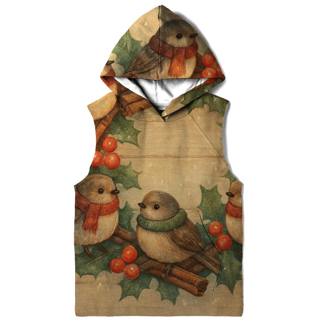 Wreath Of Woodland Snowbirds heavyweight hoodies