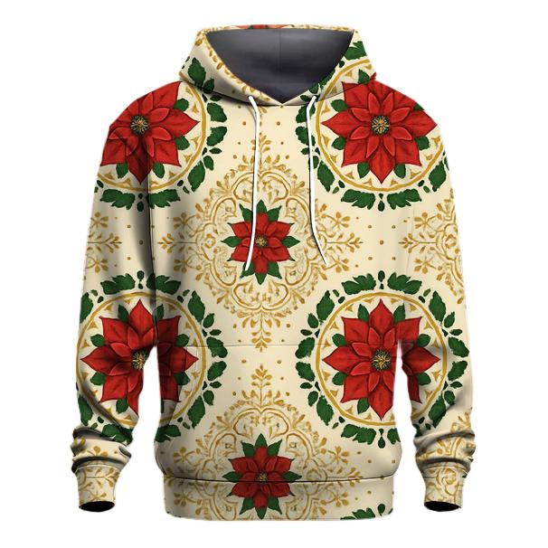 Poinsettia Medallion Tessellation On Cream Background hoodie designs