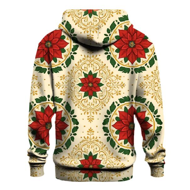 Poinsettia Medallion Tessellation On Cream Background hoodie designs