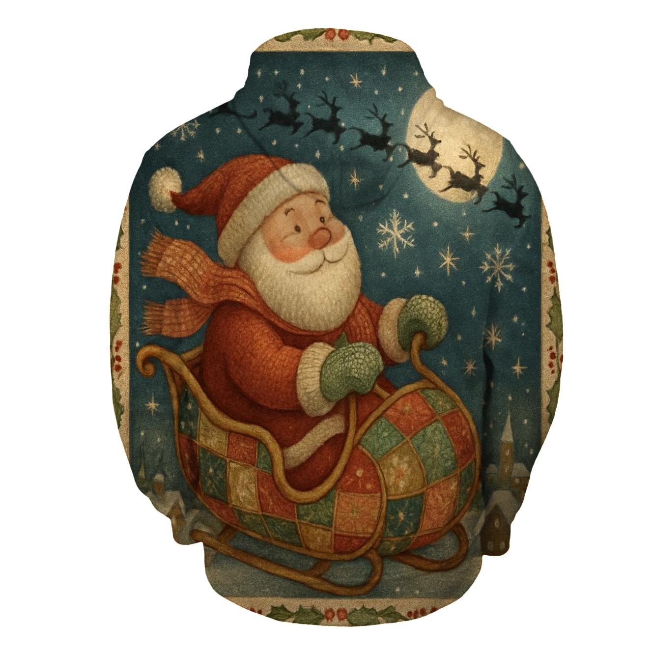 Santa And The Cozy Moonlight Sleigh lightweight hoodies