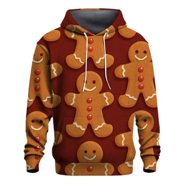 Gingerbread Man Grid On Burgundy Background printed hoodies