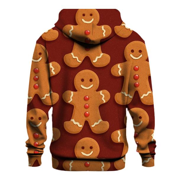 Gingerbread Man Grid On Burgundy Background printed hoodies