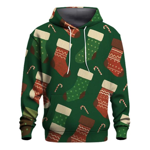 Stocking Chevron Array On Forest Green Background heavyweight hoodies