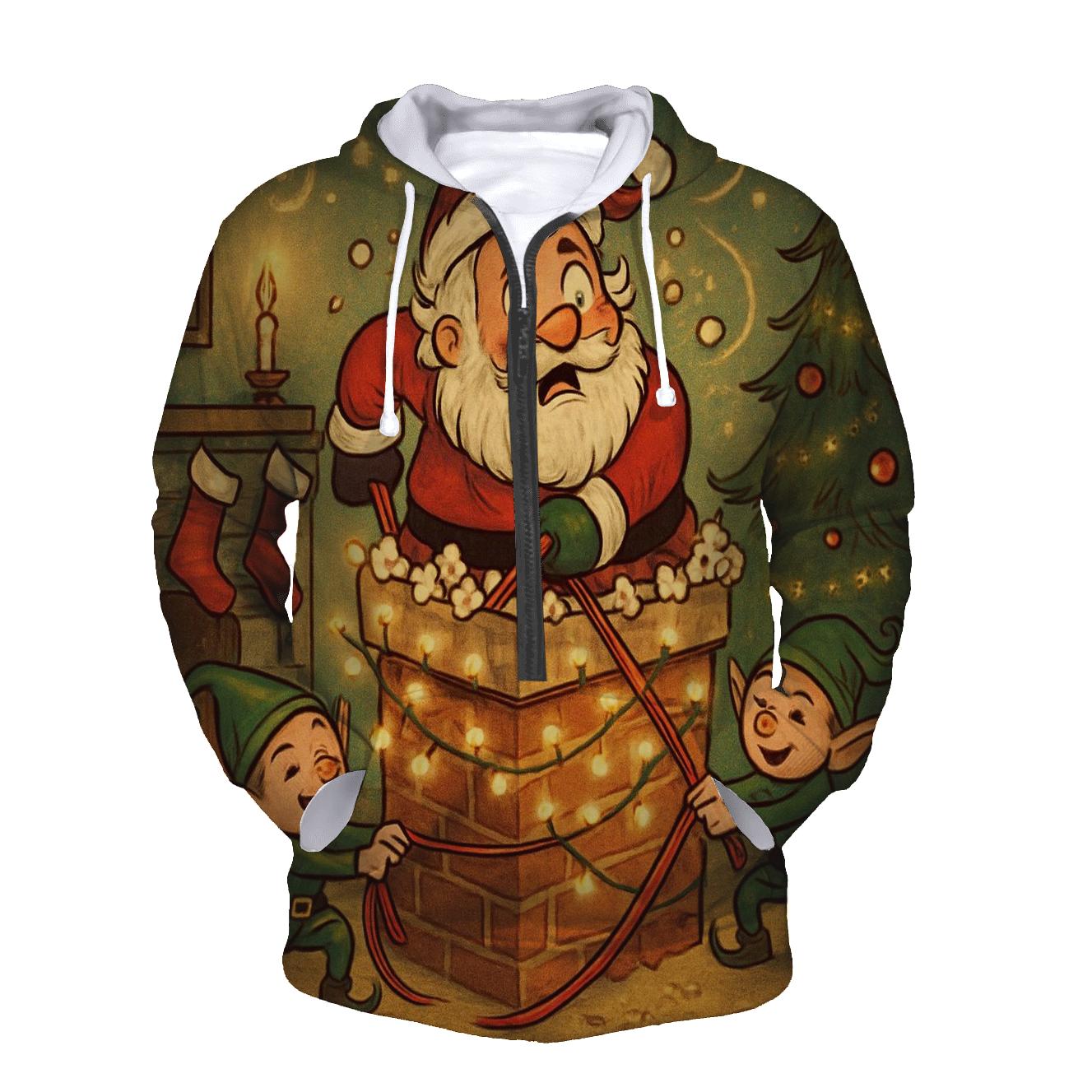 Santa Stuck In The Popcorn Chimney lightweight hoodies