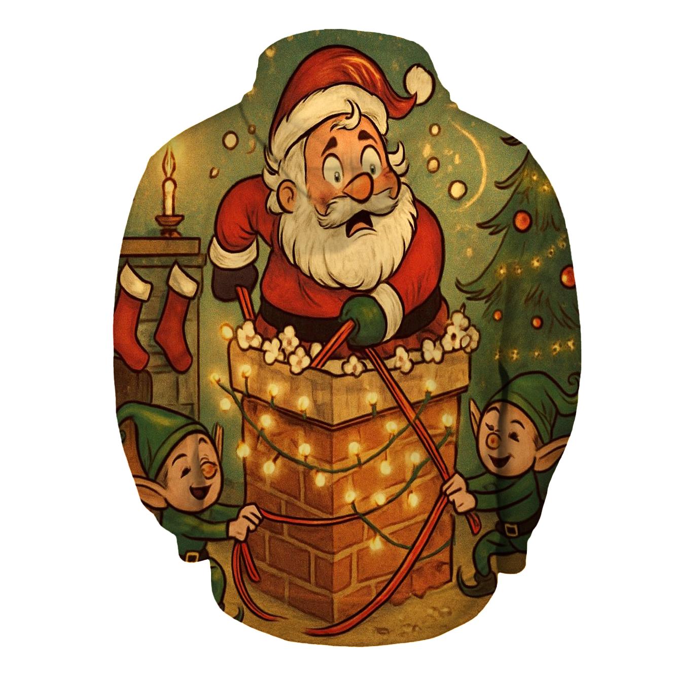 Santa Stuck In The Popcorn Chimney lightweight hoodies