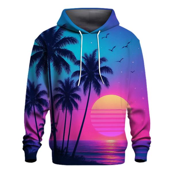 Neon Palm Twilight pullover hoodies