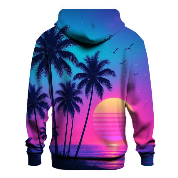 Neon Palm Twilight pullover hoodies