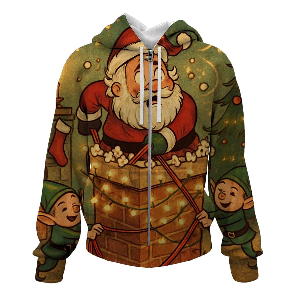 Santa Stuck In The Popcorn Chimney lightweight hoodies