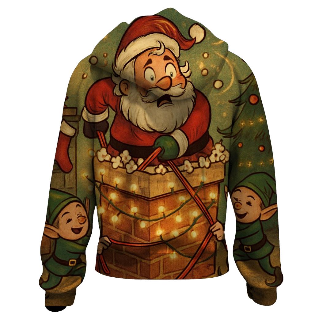 Santa Stuck In The Popcorn Chimney lightweight hoodies