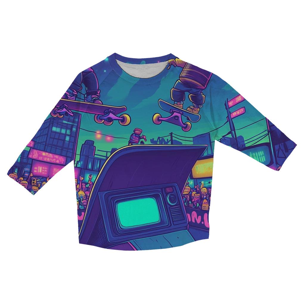Skateboard Soda Squad printed three quarter sleeve shirts