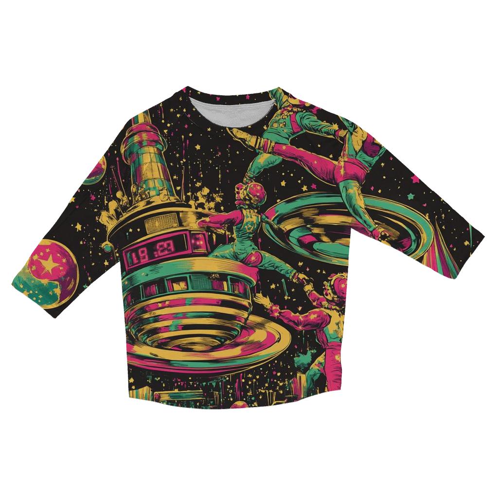 Bubblegum Space Circus printed three quarter sleeve shirts