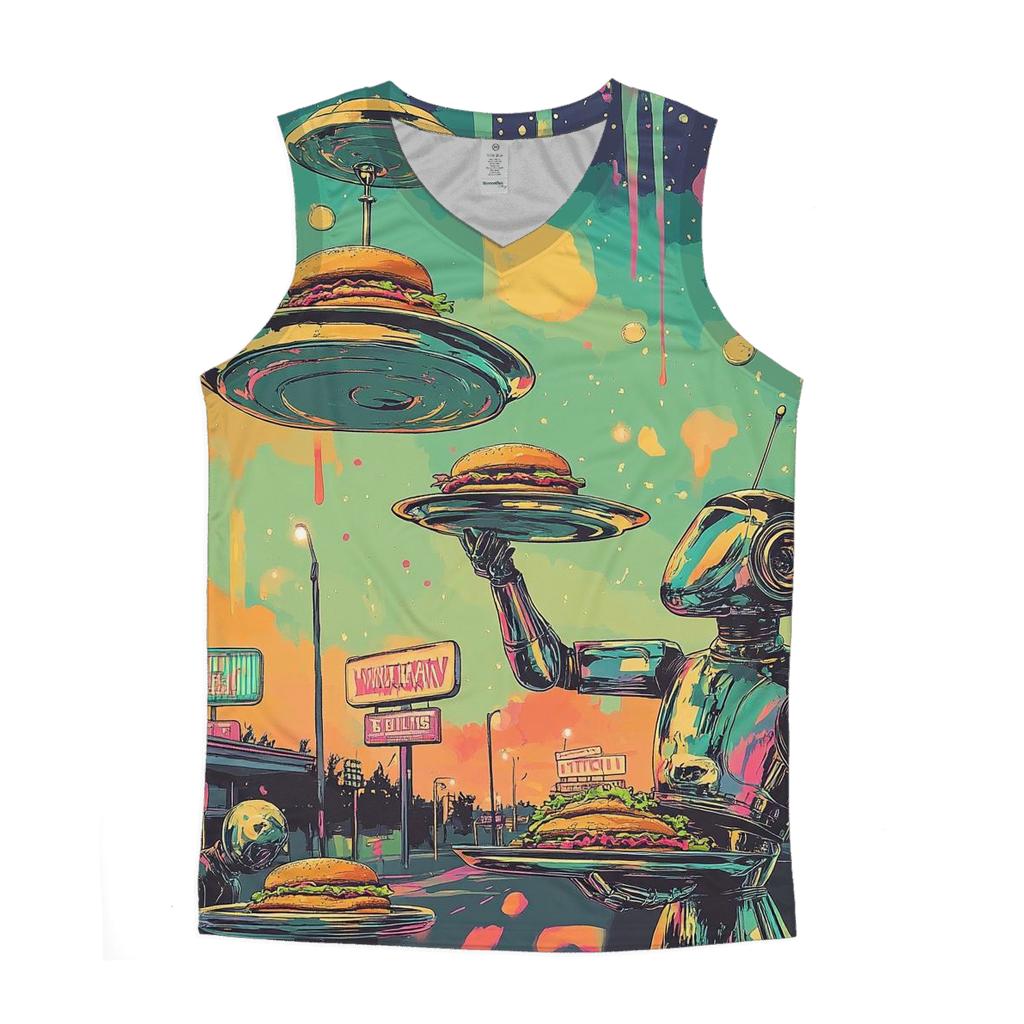 Galactic Diner Delivery cotton sleeveless tops