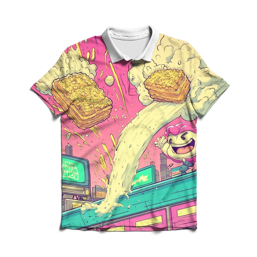 Neon Breakfast Brawl designer slim fit polos