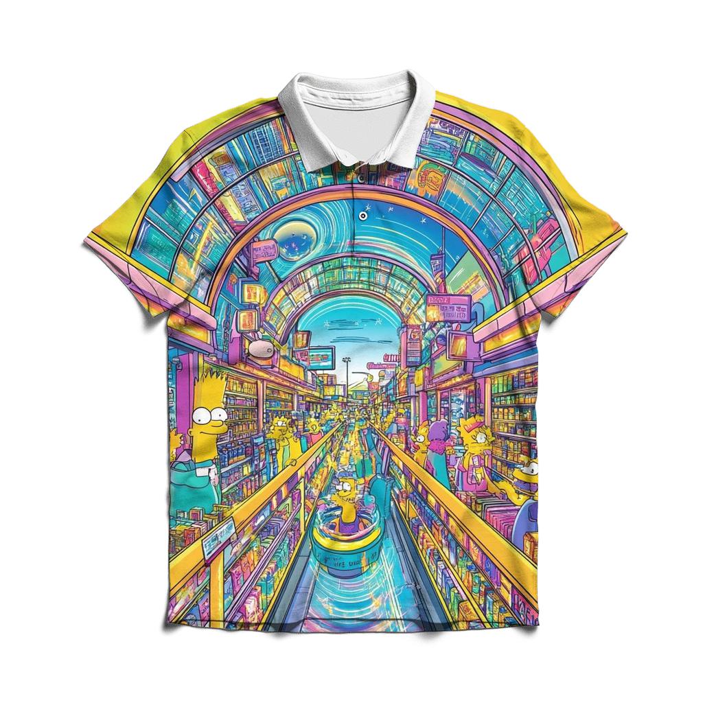 Kwik E Mart Kaleidoscope custom polo shirts