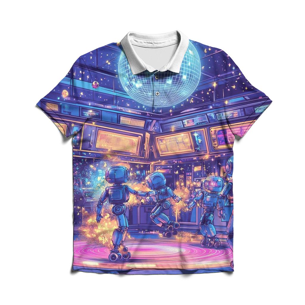 Robot Roller Rink Riot casual sports polo shirts