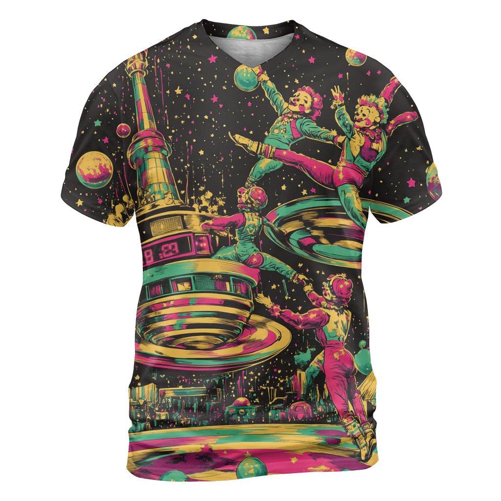 Bubblegum Space Circus artistic all-over print tops