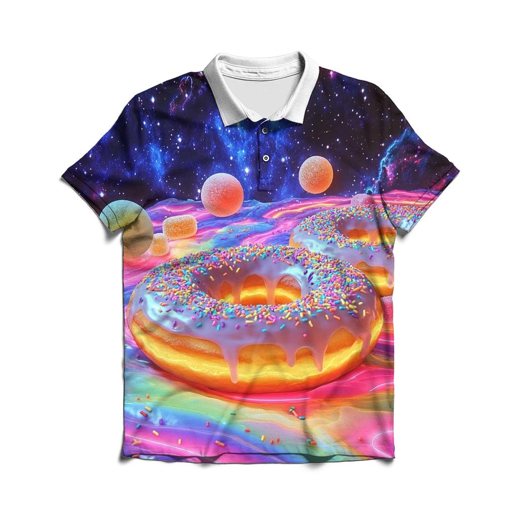 Neon Donut Nebula stylish collar polo tees