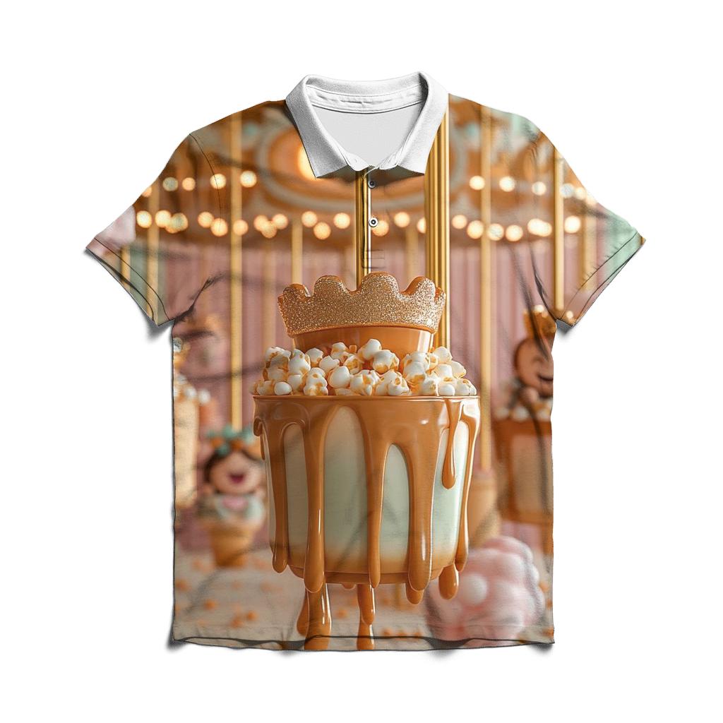 Popcorn Carnival Carousel branded logo polo shirts